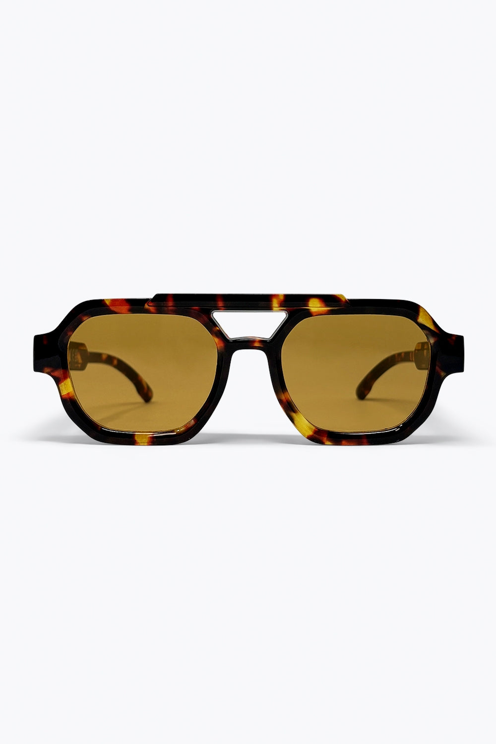 Lunettes de soleil surdimensionnées écaille de tortue multicolore avec pont découpé