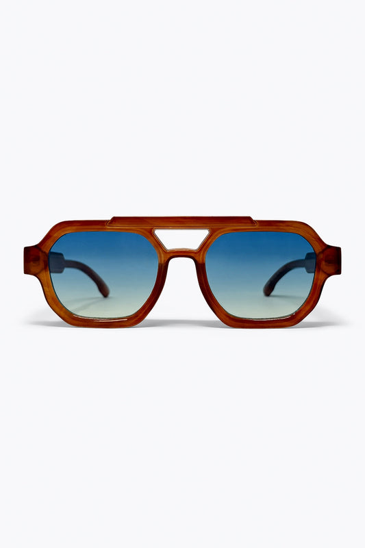 Lunettes de soleil marron oversize à monture géométrique et verres dégradés