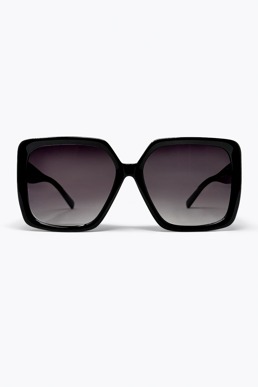 Lunettes de soleil à monture carrée surdimensionnée noire avec verres dégradés