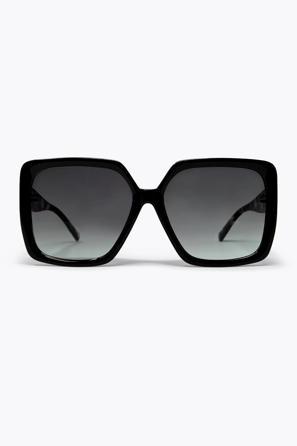 Lunettes de Soleil Noires à Monture Carrée avec Verres Dégradés et Large Taille Oversize