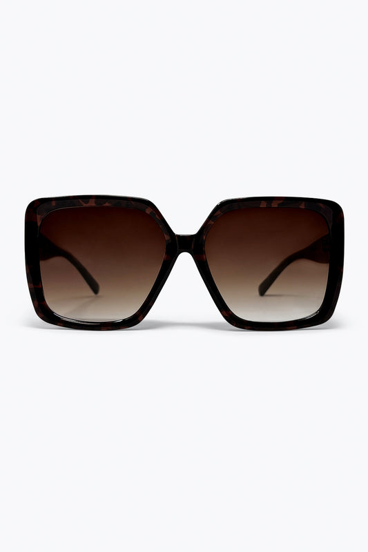 Lunettes de soleil à monture carrée oversize écaille de tortue marron avec verres dégradés