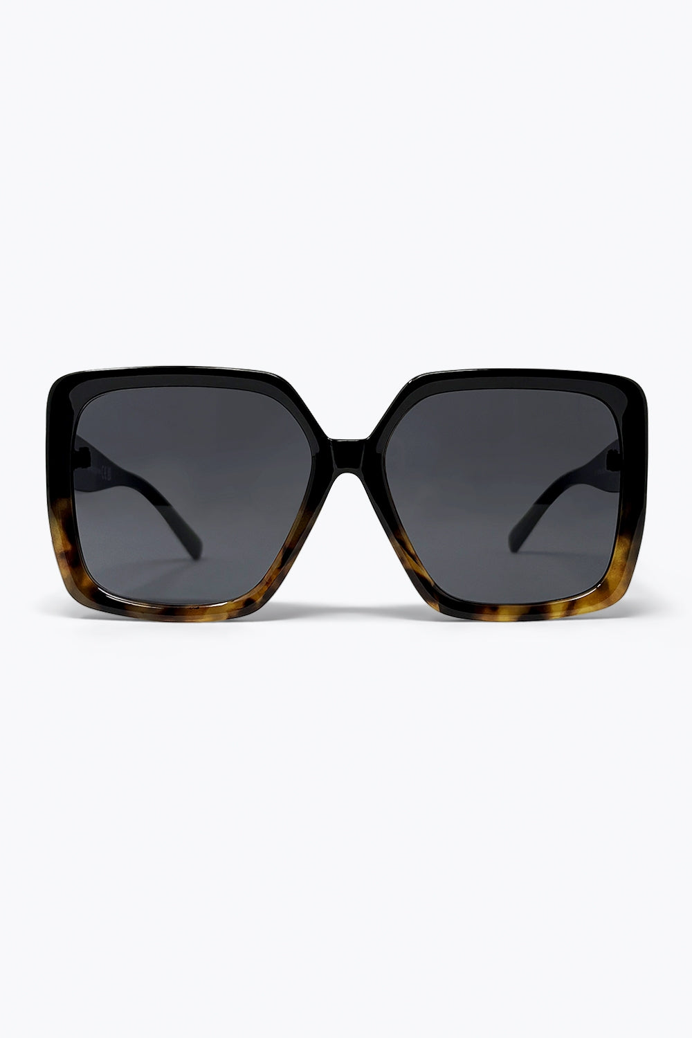 Lunettes de soleil marron écaille de tortue à monture carrée oversize avec verres dégradés noirs