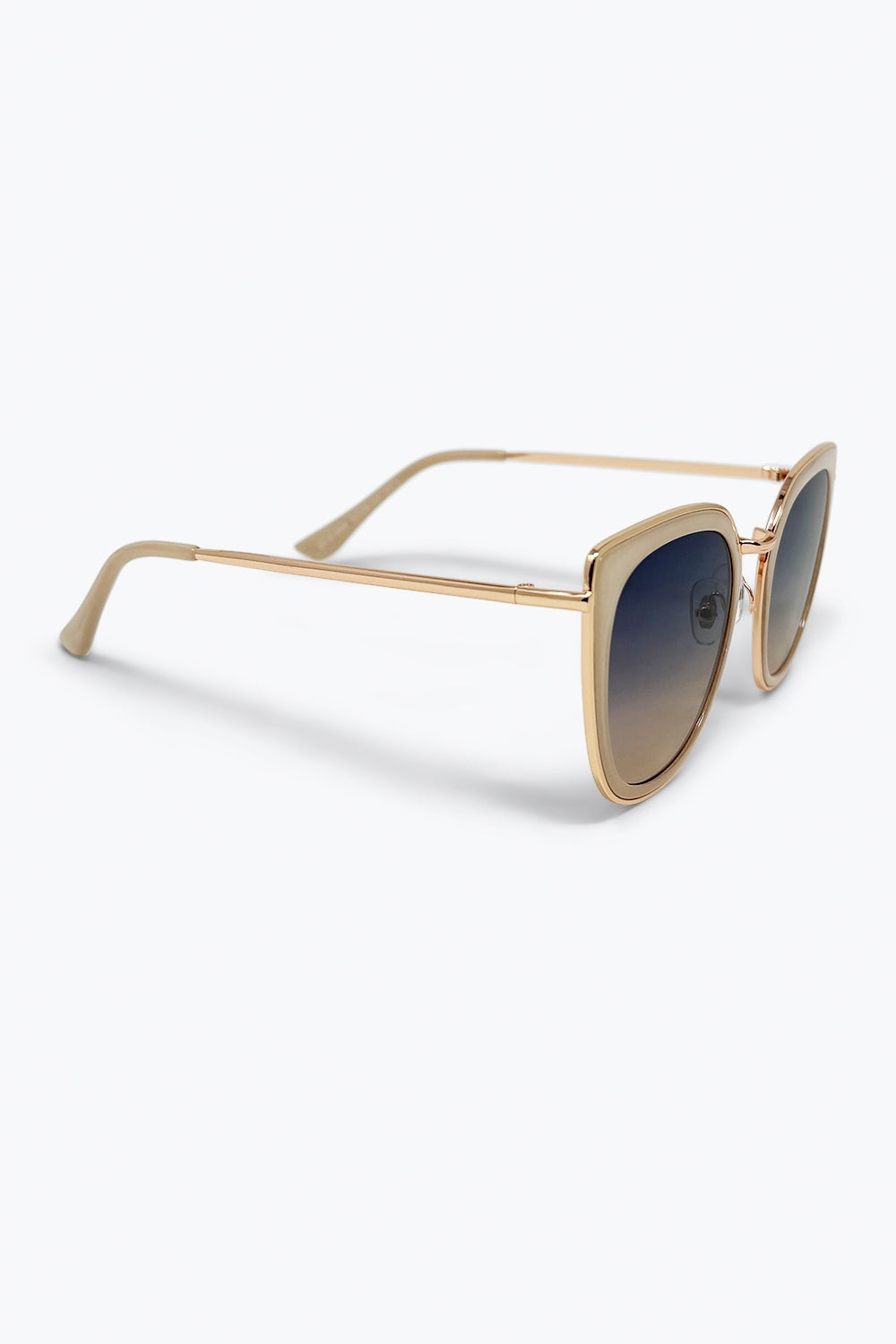 Lunettes de soleil surdimensionnées avec monture en métal œil-de-chat beige et verres à dégradé