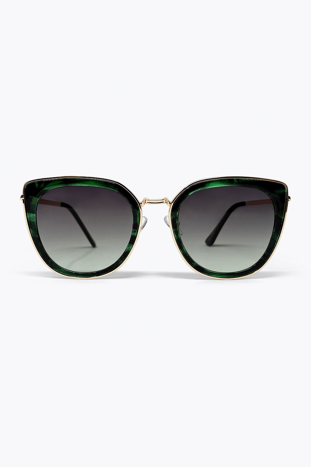 Lunettes de soleil à monture en métal avec effet marbre vert et verres dégradés