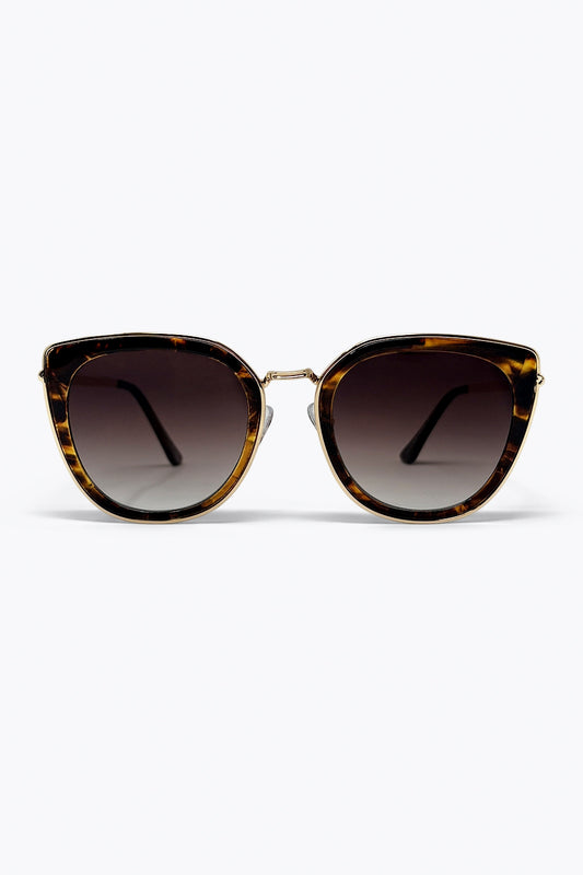 Lunettes de soleil œil de chat écaille de tortue marron avec verres dégradés