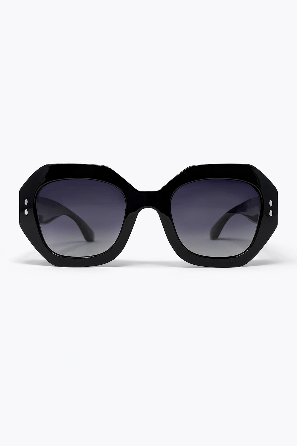 Lunettes de soleil à verres dégradés avec monture géométrique noire surdimensionnée