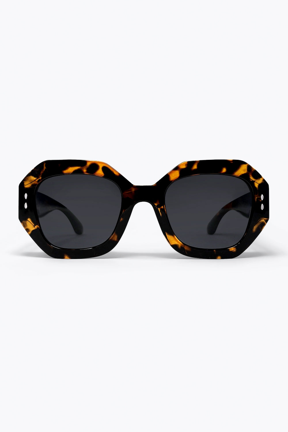 Lunettes de soleil surdimensionnées à monture octogonale écaille de tortue multicolore