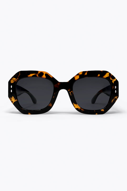 Lunettes de soleil surdimensionnées à monture octogonale écaille de tortue multicolore