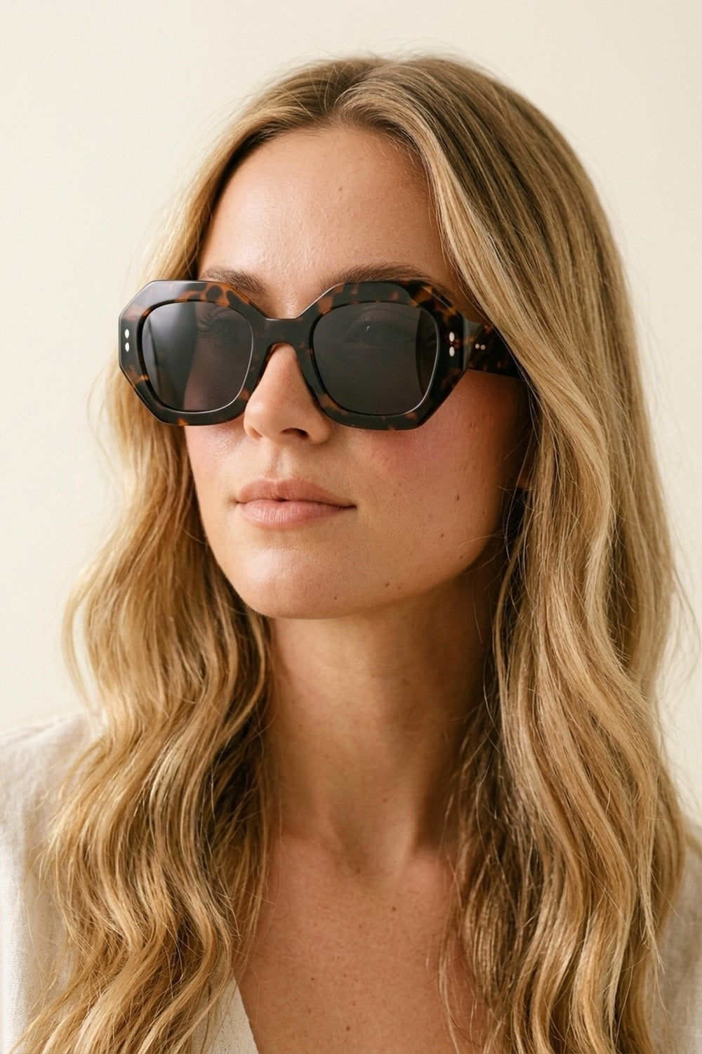 Lunettes de soleil surdimensionnées à monture octogonale écaille de tortue multicolore