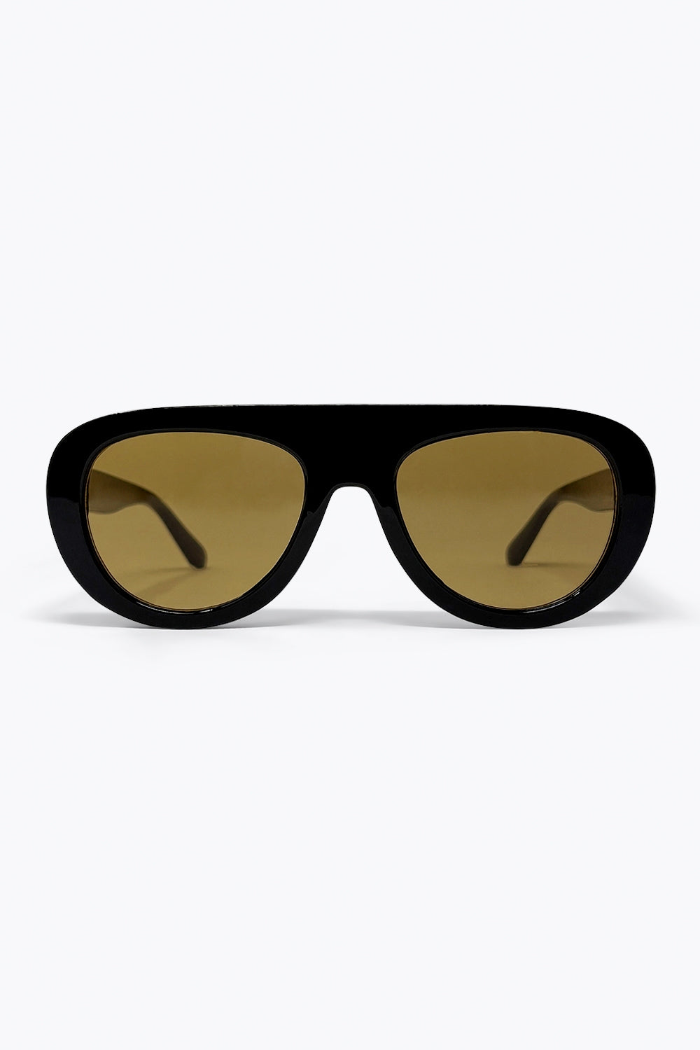 Lunettes de Soleil Noires surdimensionnées à Monture Large et Verres Marron