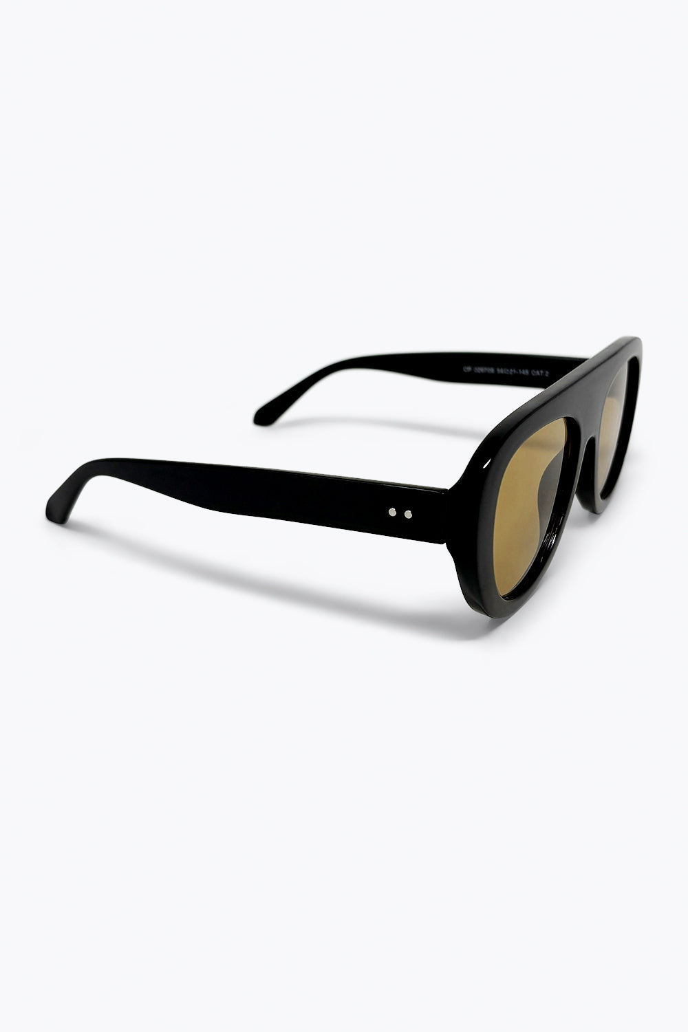 Lunettes de Soleil Noires surdimensionnées à Monture Large et Verres Marron