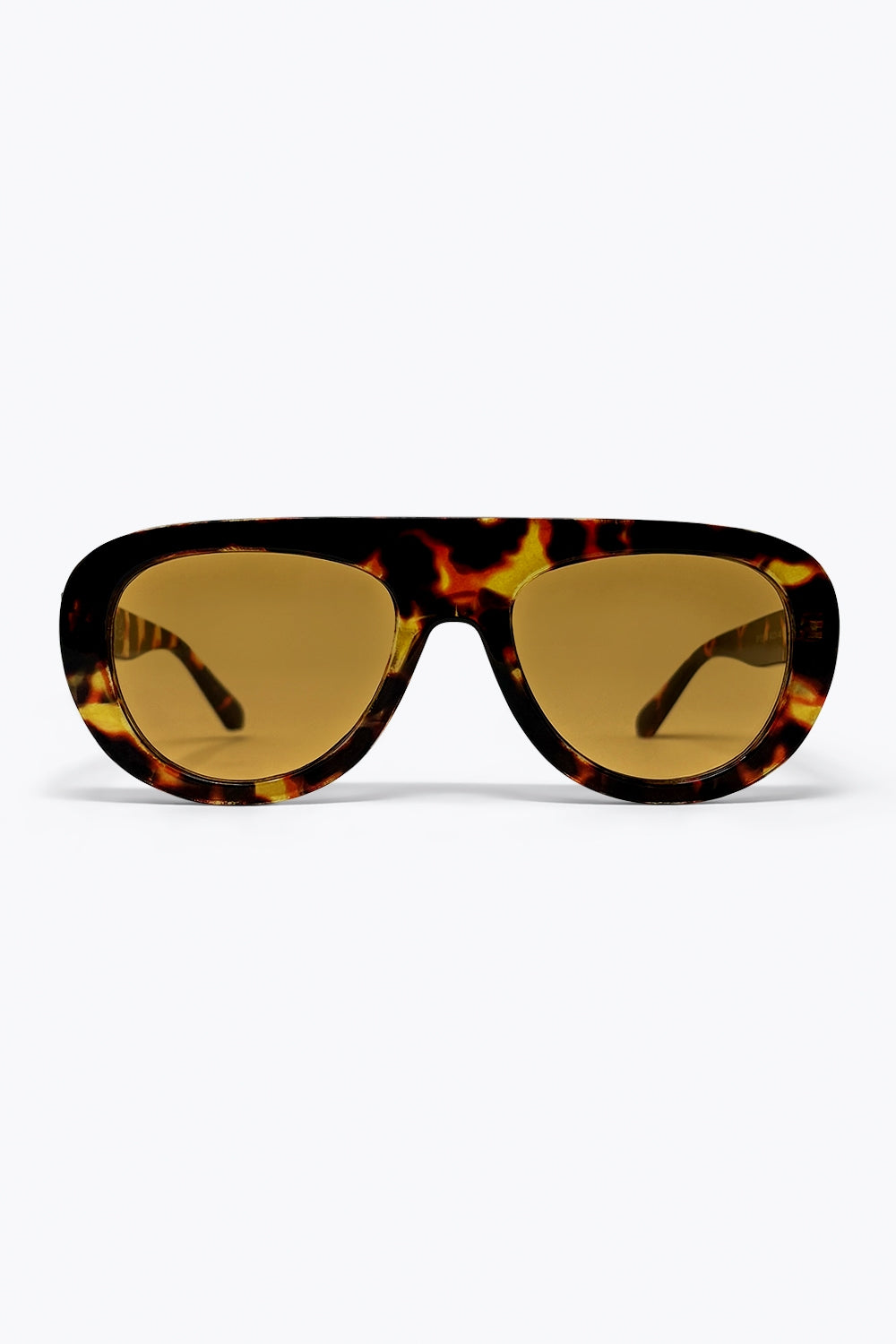 Lunettes de soleil rectangulaires surdimensionnées écaille de tortue multicolore avec verres ambrés