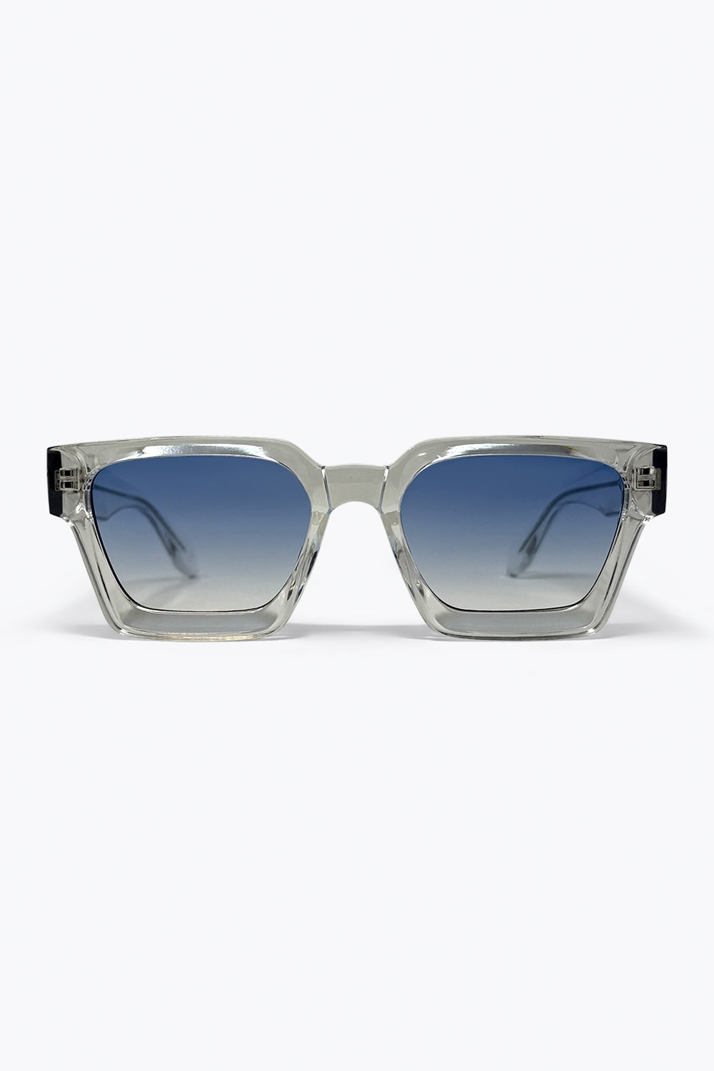 Monture Transparente Multicolore Lunettes de Soleil Carrées à Dégradé Bleu