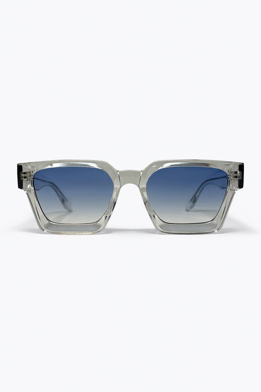 Monture Transparente Multicolore Lunettes de Soleil Carrées à Dégradé Bleu