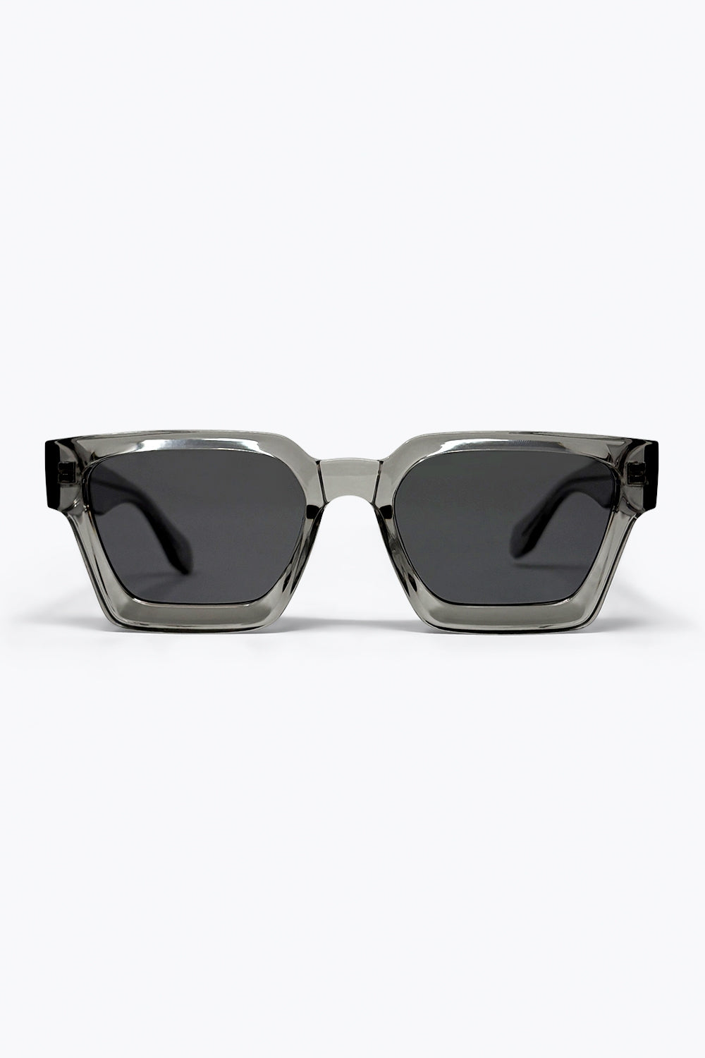 Lunettes de soleil à monture carrée transparente grise avec verres foncés