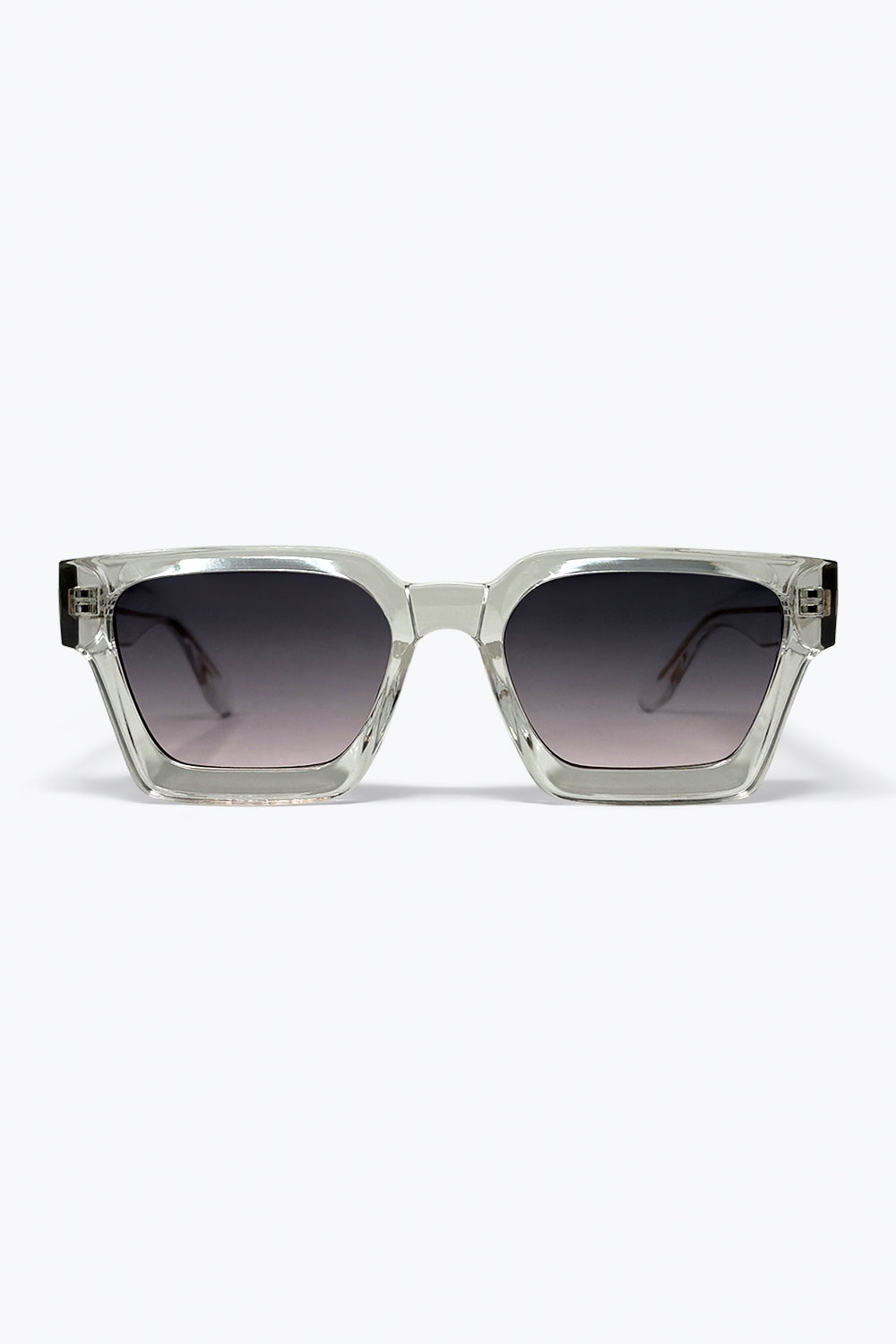 Lunettes de soleil à monture carrée gris transparent avec verres dégradés