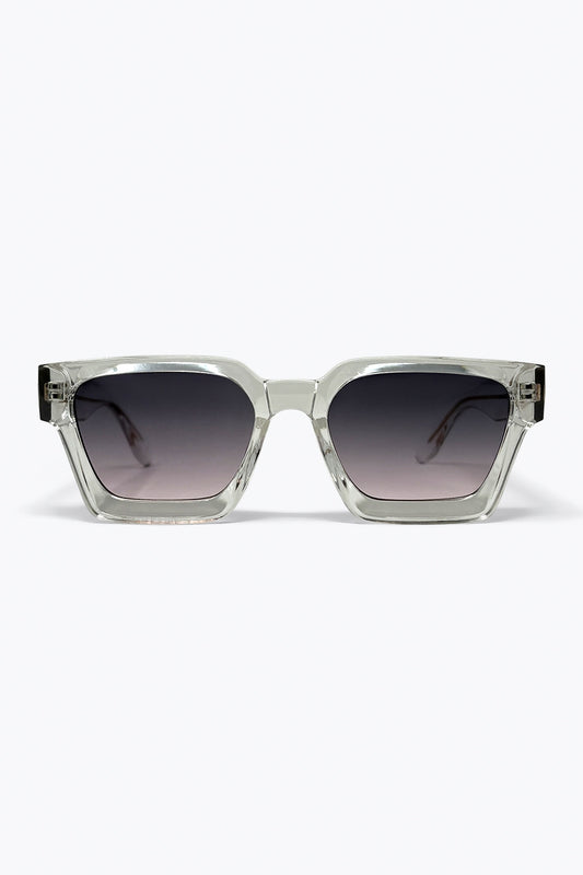 Lunettes de soleil à monture carrée gris transparent avec verres dégradés