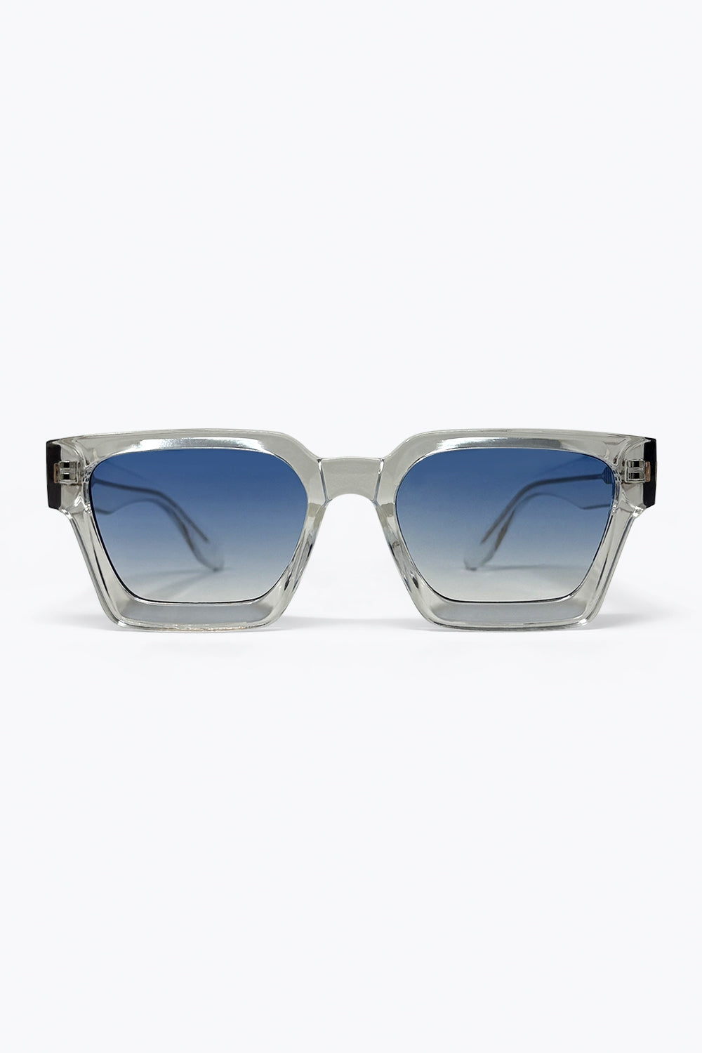 Lunettes de soleil carrées transparent avec monture carrée et verres dégradés multicolores