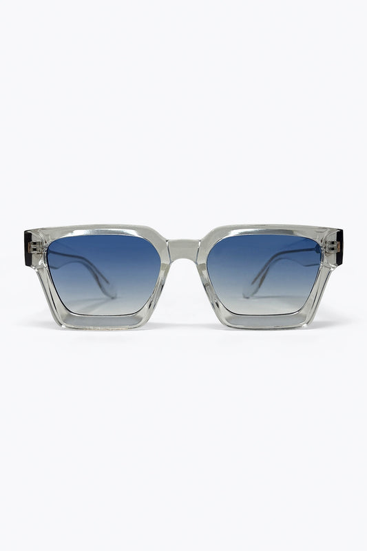 Lunettes de soleil carrées transparent avec monture carrée et verres dégradés multicolores