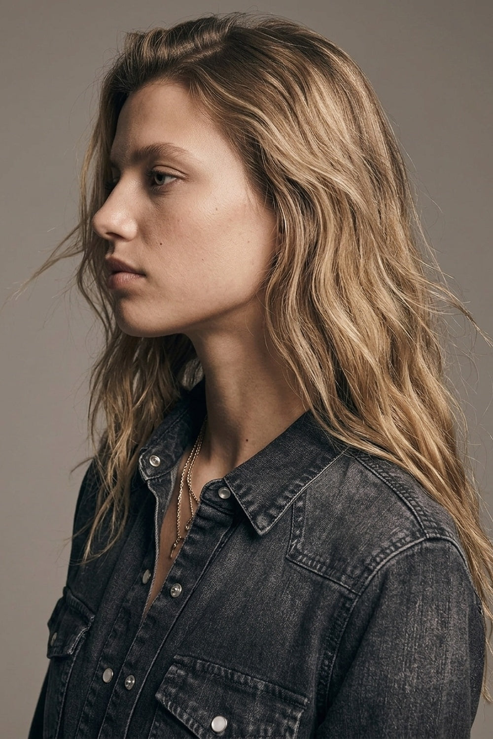 Veste-chemise en denim noir délavé avec boutons-pression
