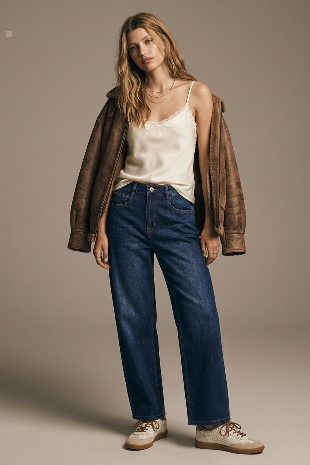 Jeans à jambe large avec fléchettes latérales en bleu profond