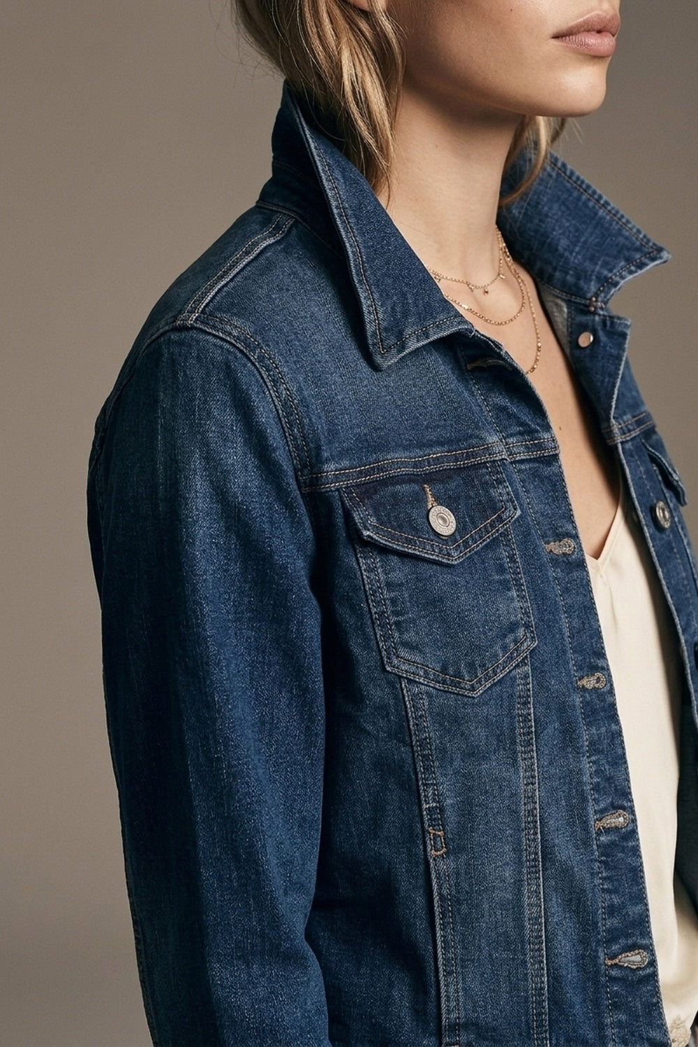 Veste en jean coupe courte - Bleu foncé délavé