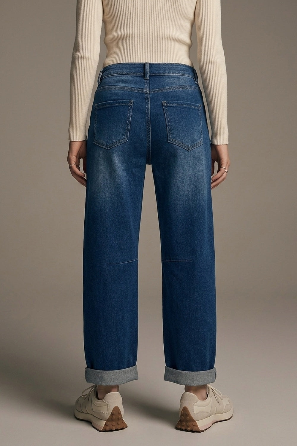 Jeans Basic Barrel Style en bleu moyen