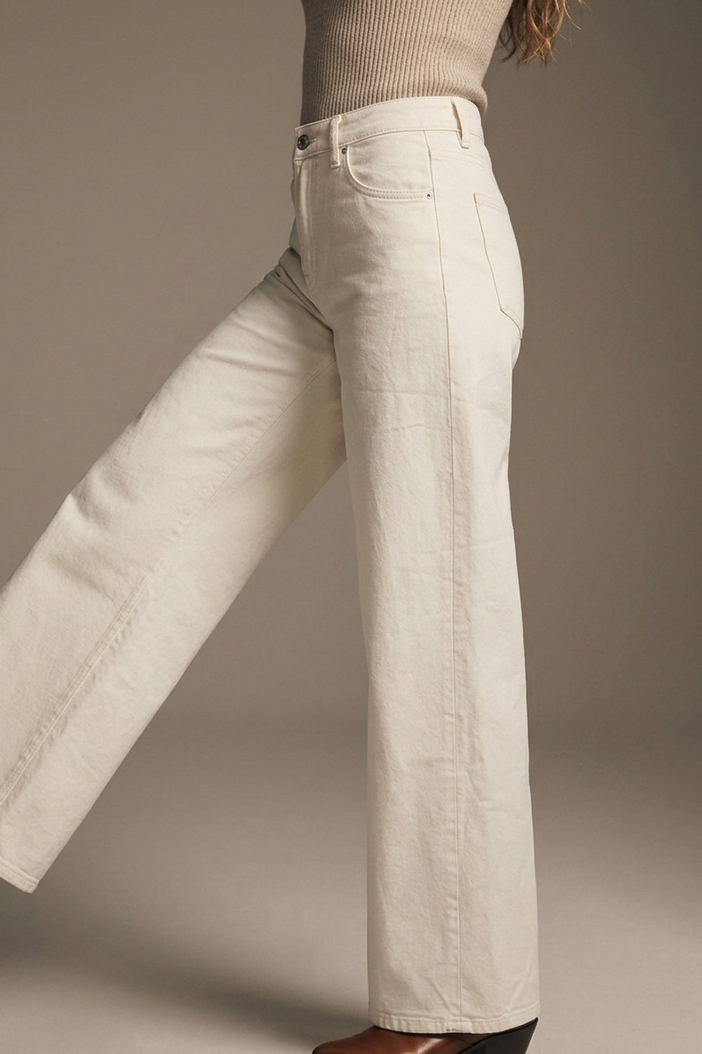 Pantalon extra-large de couleur crème