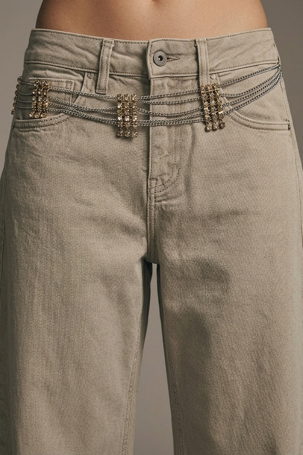Jean ballon Barrel beige tendance avec poches