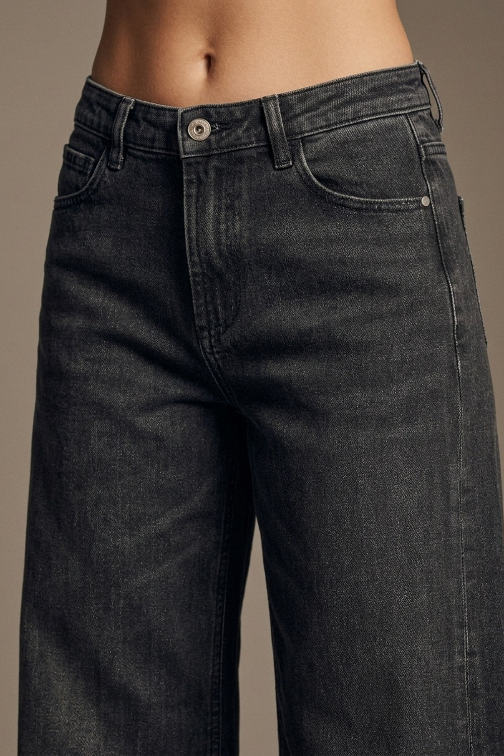Jean noir délavé à jambes extra larges en denim lavé vintage