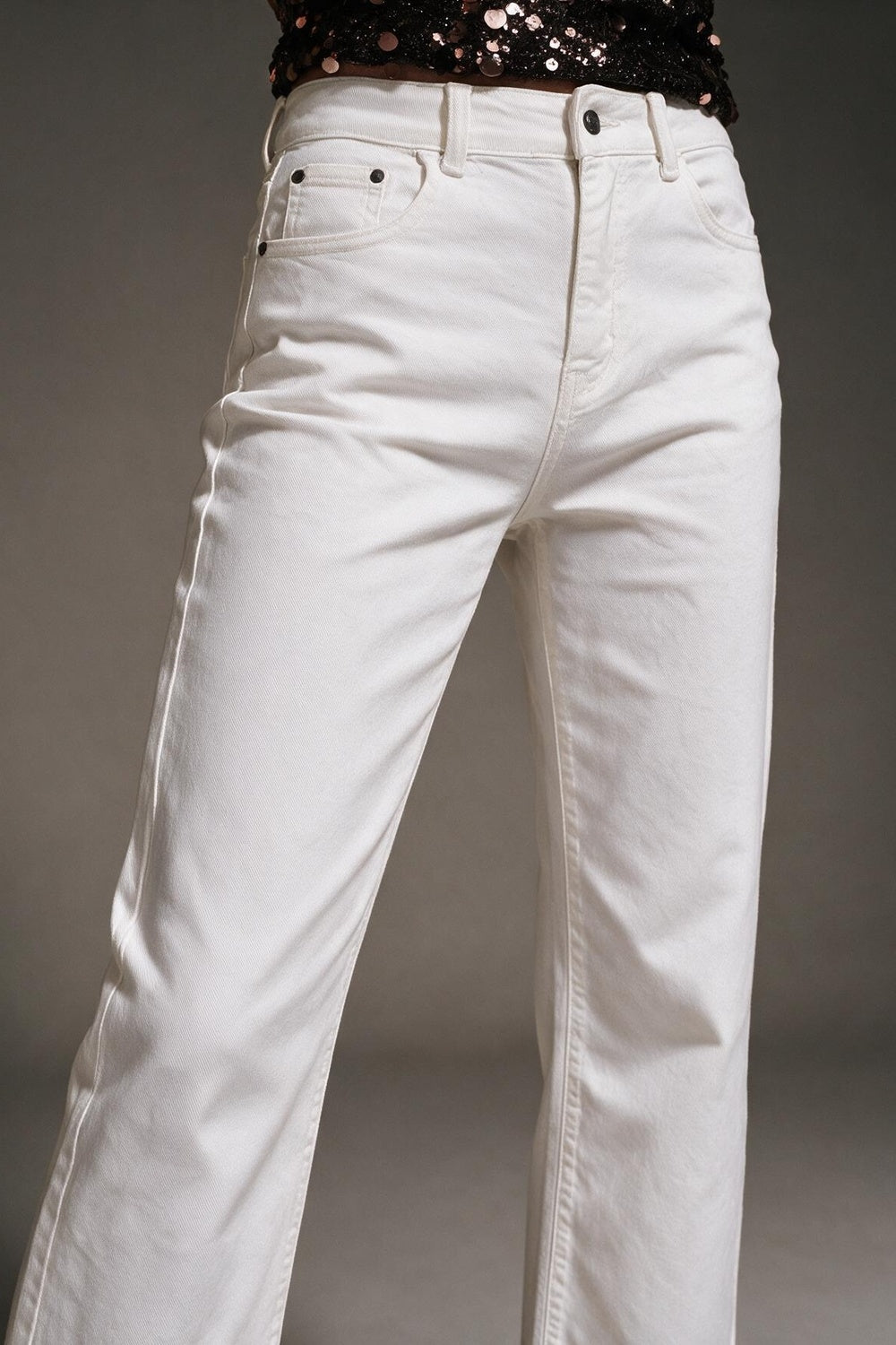 Jean droit longueur cheville blanc