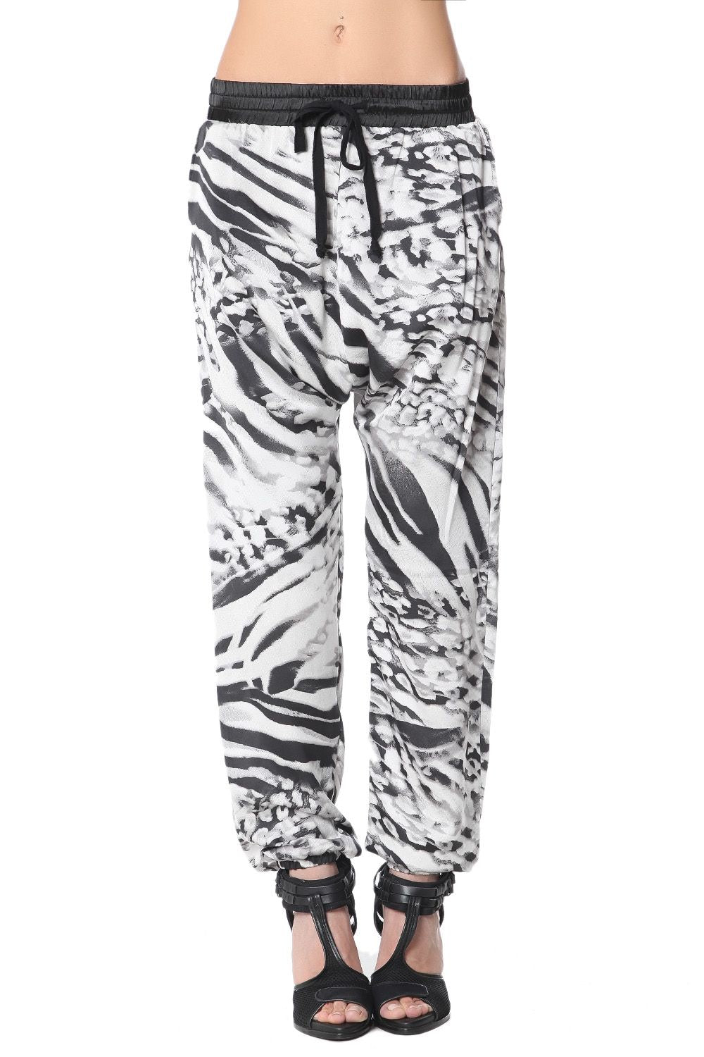 Pantalon baggy  à imprimé animal gris