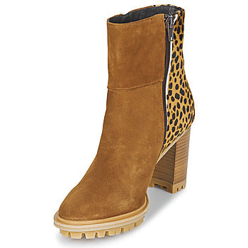 Bottines femmes Philippe Morvan  LOKS V1 VELOURS CAMEL/LEOP  Marron