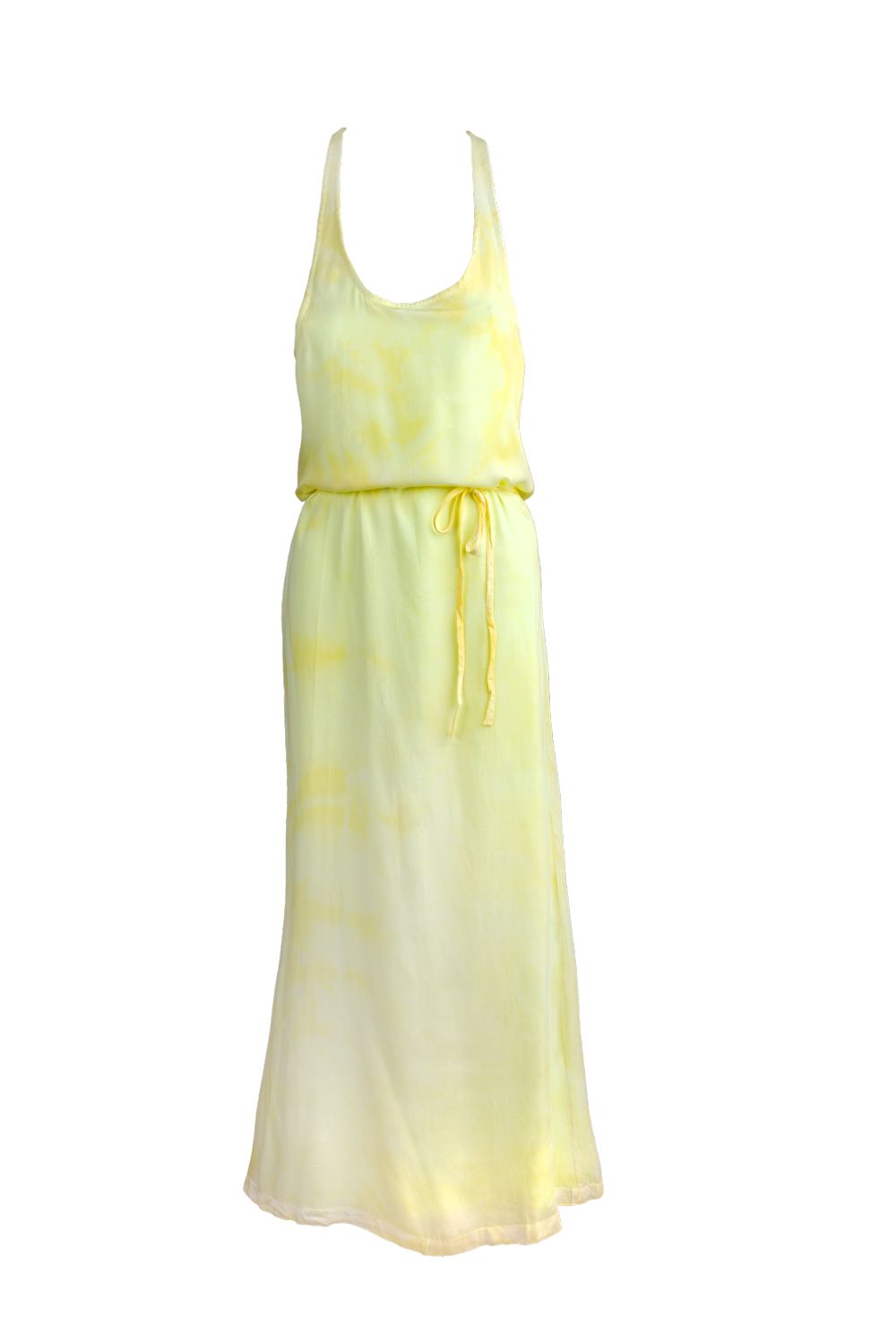 Robe jaune échancrée dans le dos à fines bretelles