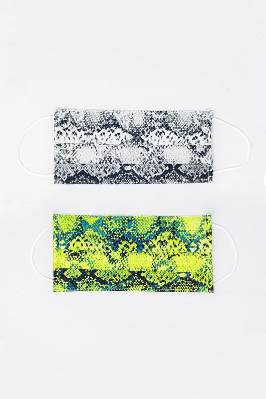 Q2 2 PACK Masque imprimé python mélangé