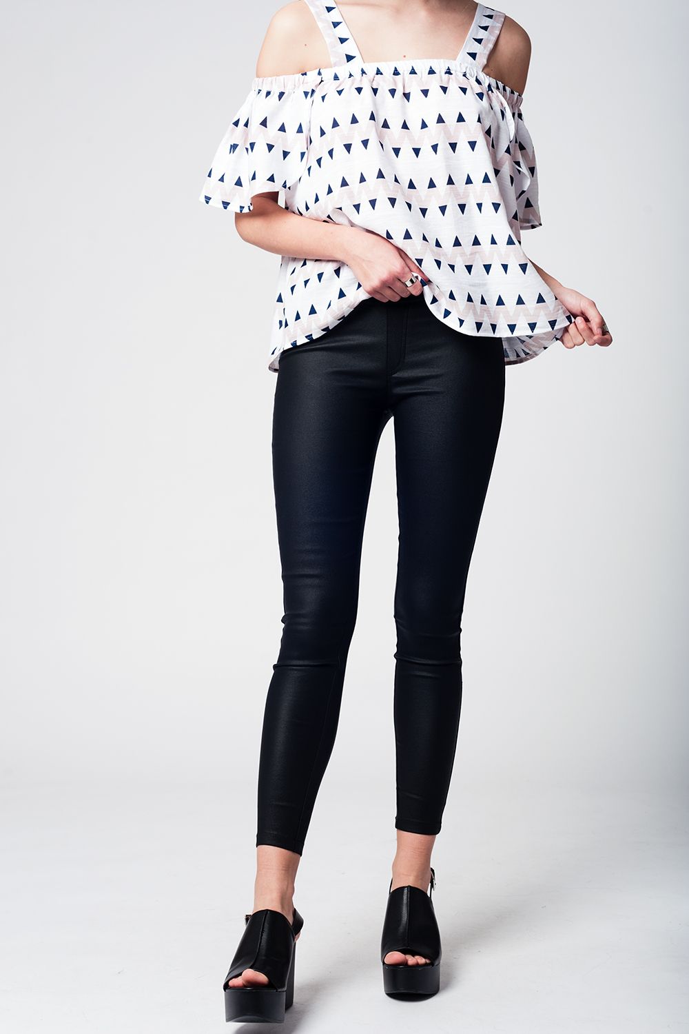 Pantalon skinny stretch en similicuir noir