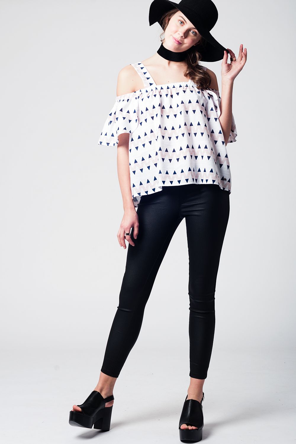 Pantalon skinny stretch en similicuir noir