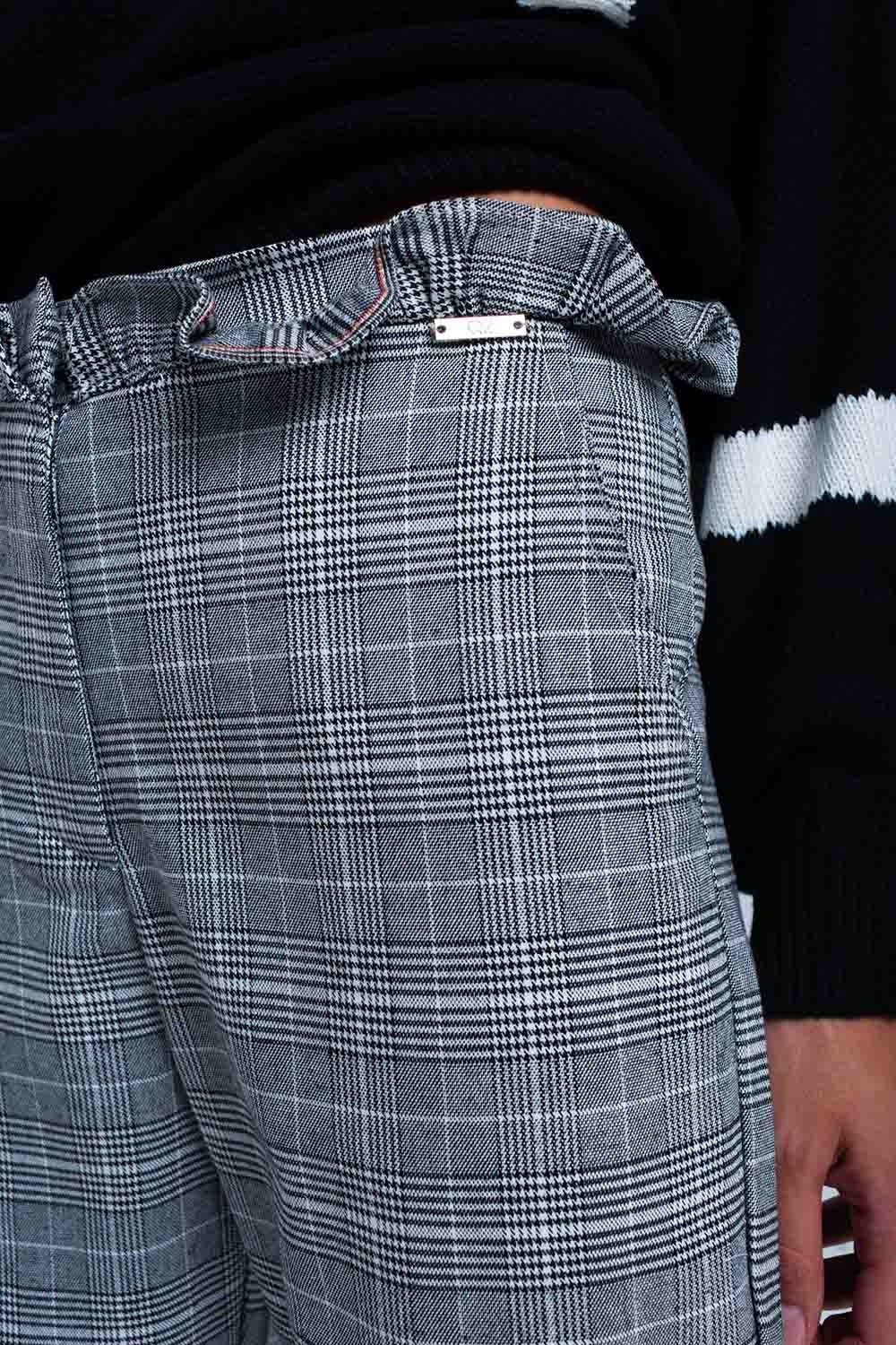 Pantalon gris à motif tartan