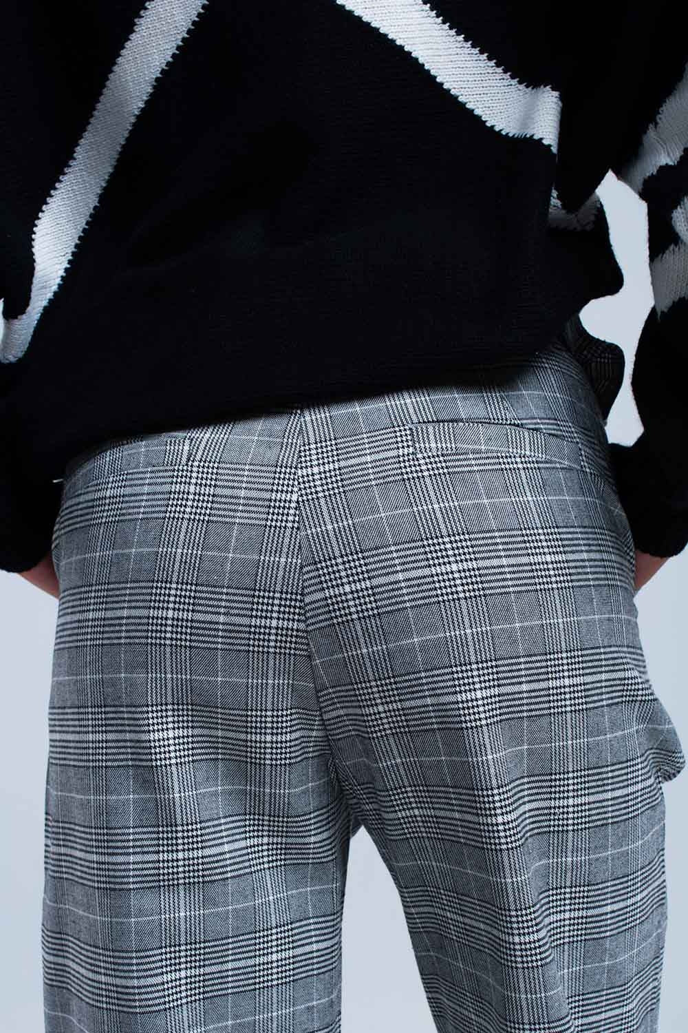 Pantalon gris à motif tartan