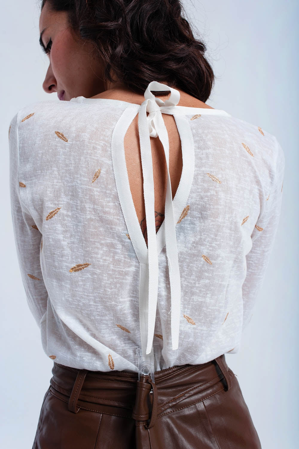 Pull crème avec détail imprimé