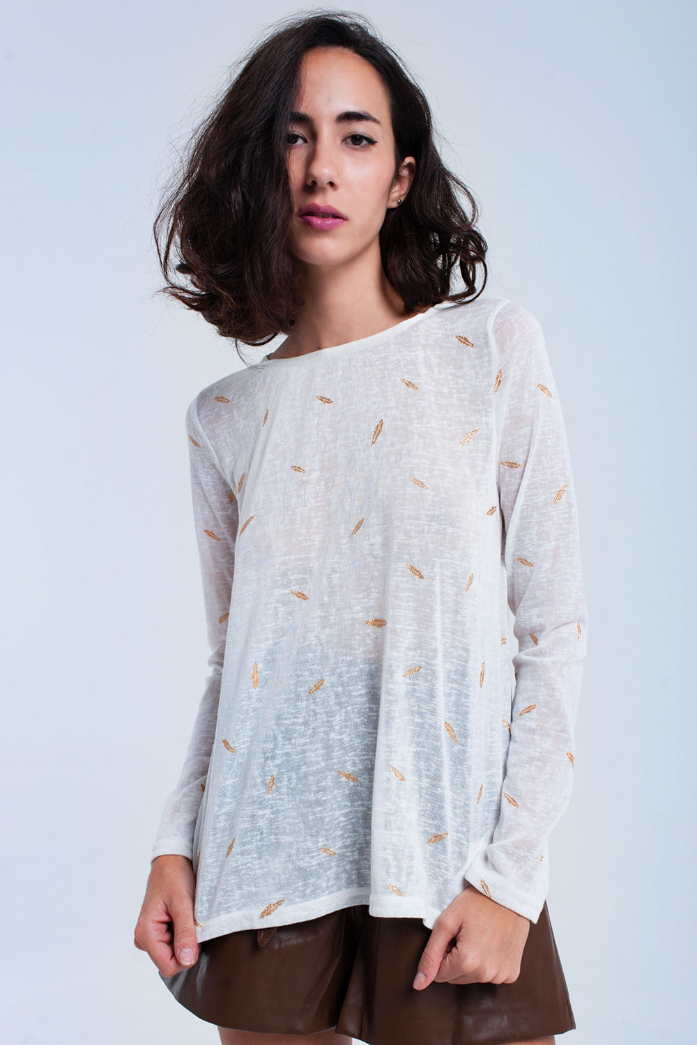 Pull crème avec détail imprimé