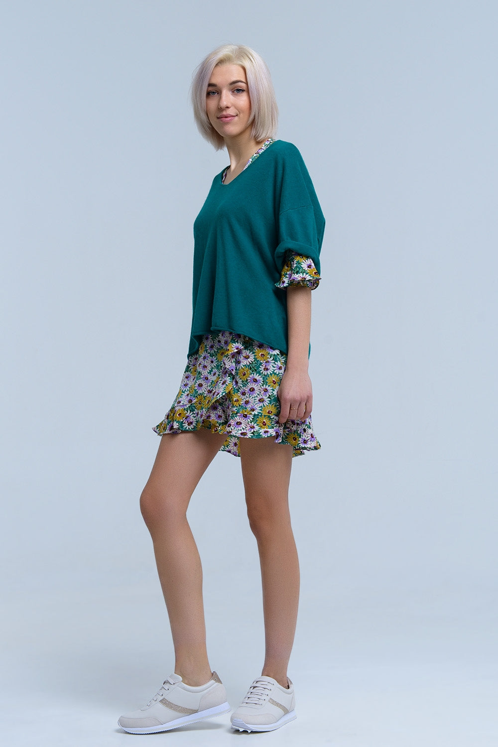Pull vert à manches courtes