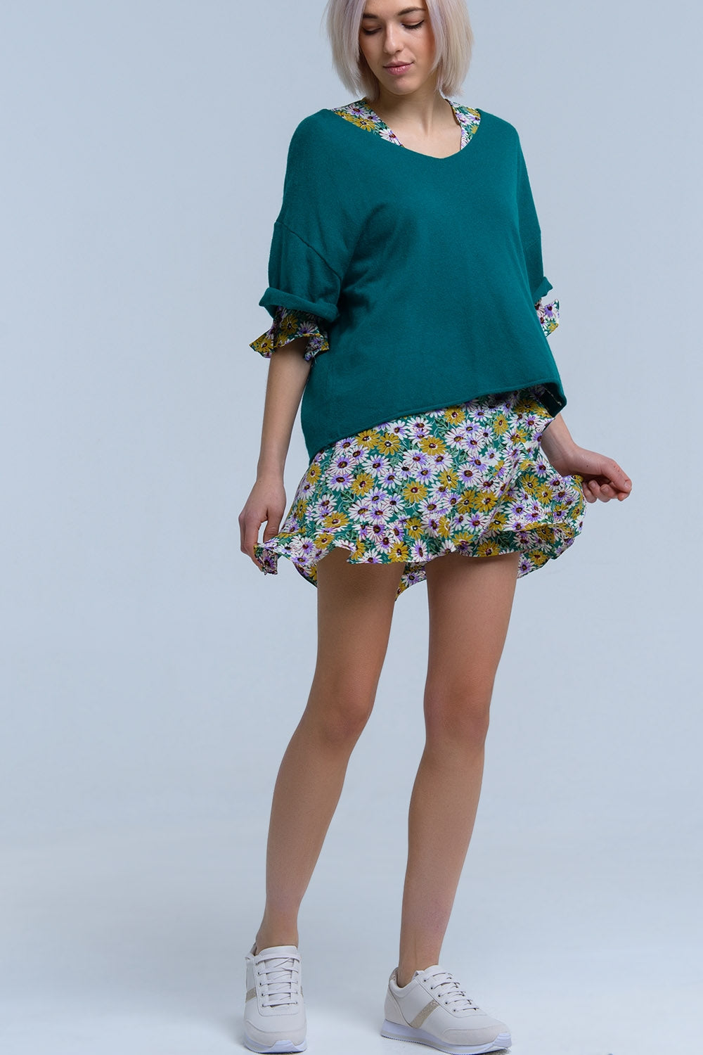Pull vert à manches courtes