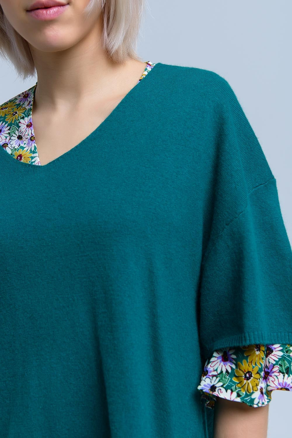 Pull vert à manches courtes