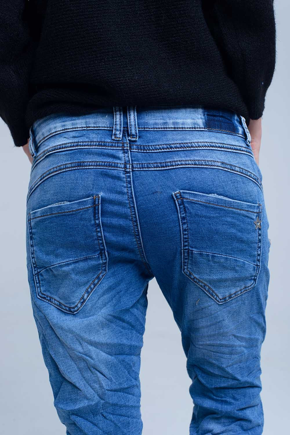 Jean boyfriend avec poche zippée
