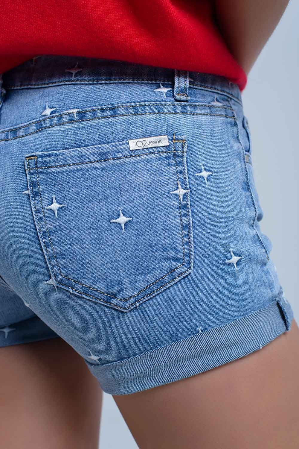 Short en jean avec détail étoiles