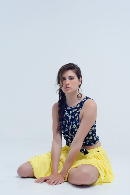 Jupe maxi jaune avec des poches