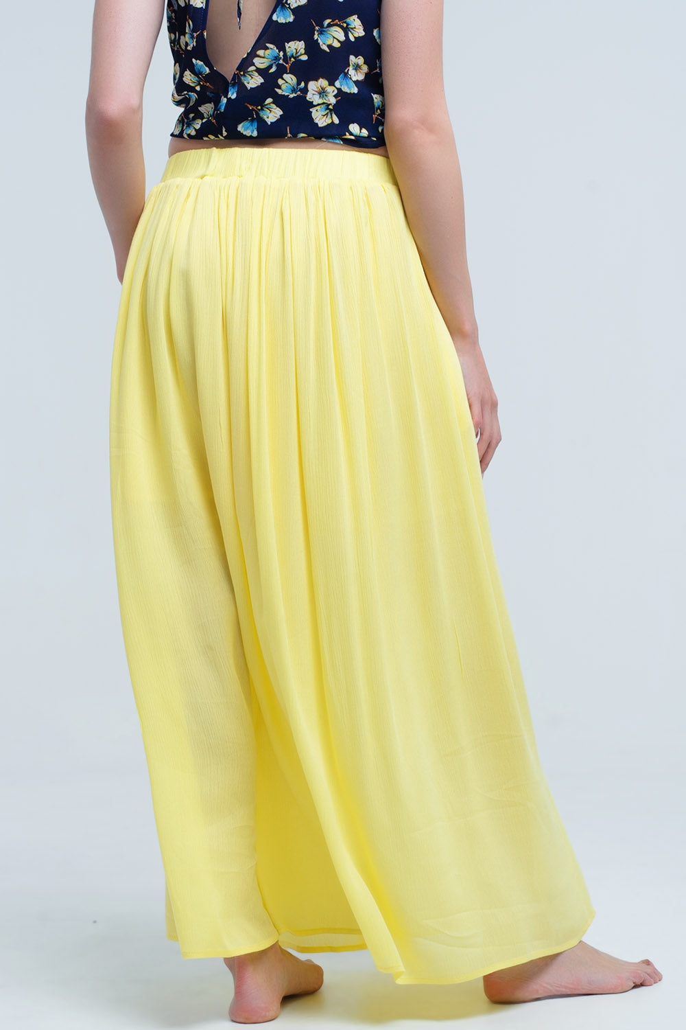 Jupe maxi jaune avec des poches