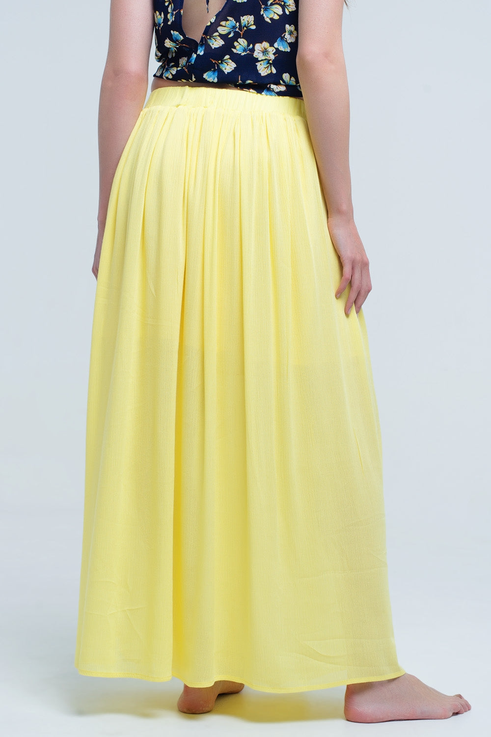 Jupe maxi jaune avec des poches