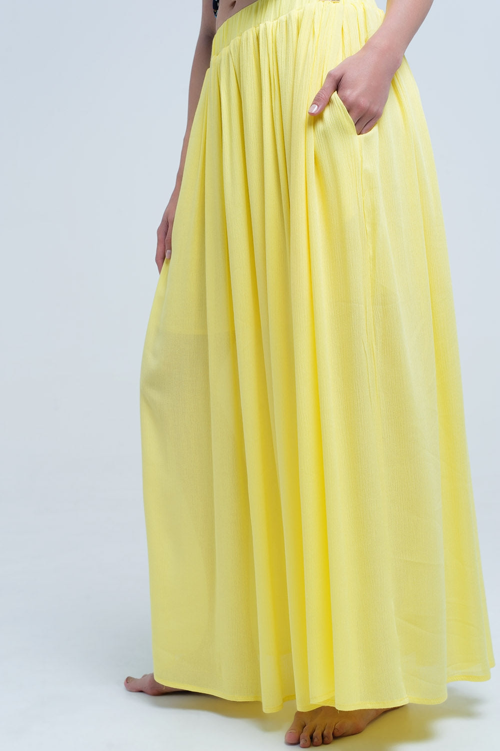 Jupe maxi jaune avec des poches
